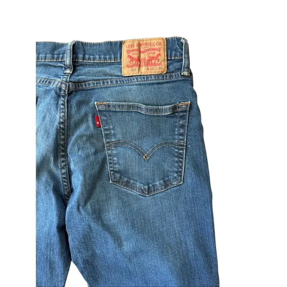 Levi's 514 Mens Medium Wash Blue Slim Straight Leg Denim Jeans Size 33x32